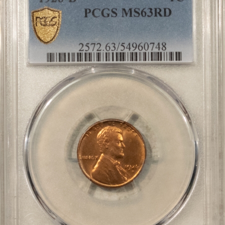 Lincoln Cents (Wheat) 1926-D LINCOLN CENT – PCGS MS-63 RD, TOUGH IN RED! FIERY!
