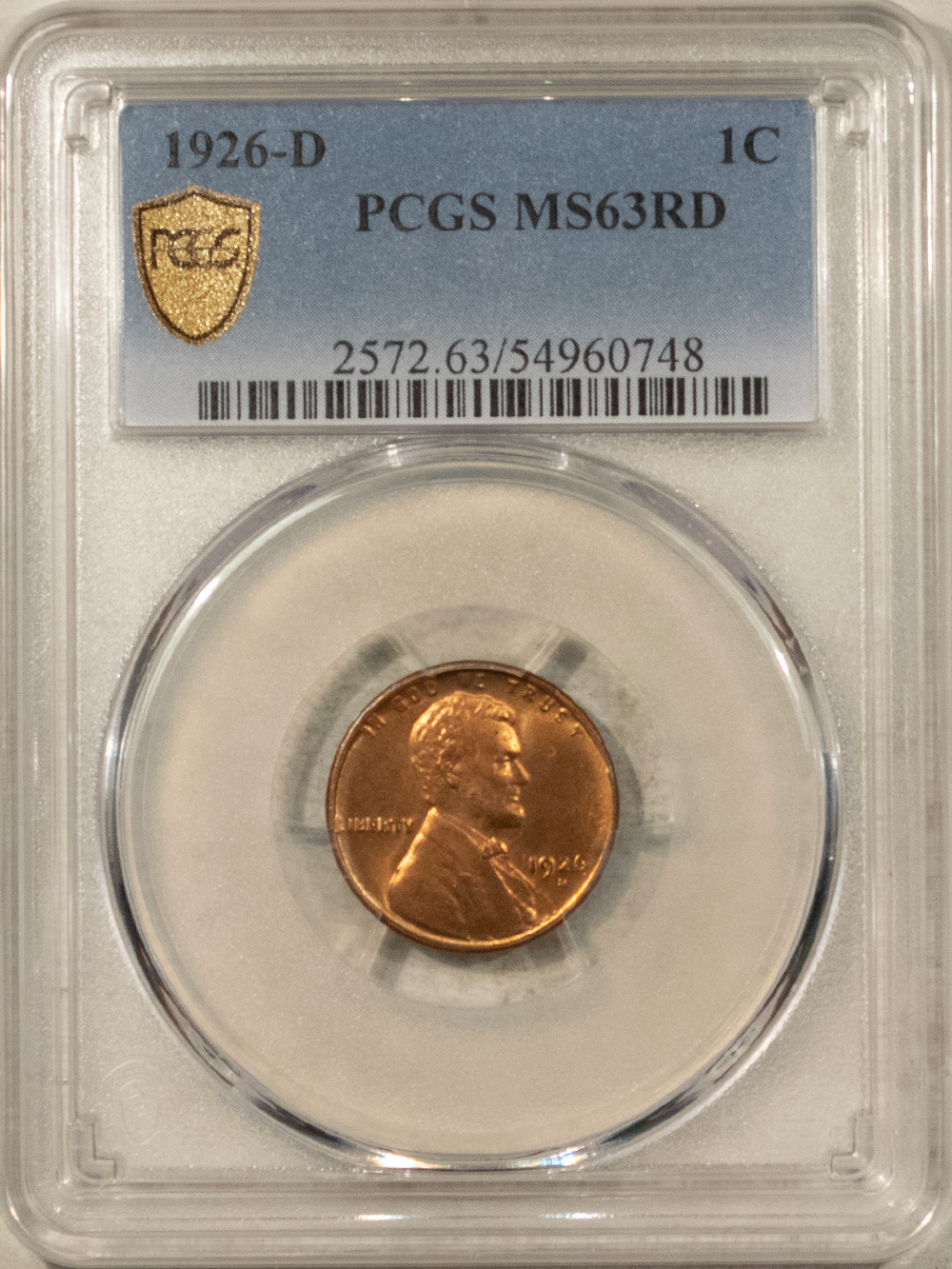 Lincoln Cents (Wheat) 1926-D LINCOLN CENT – PCGS MS-63 RD, TOUGH IN RED! FIERY! Lincoln Cents (Wheat) 1926-D LINCOLN CENT – PCGS MS-63 RD, TOUGH IN RED! FIERY!