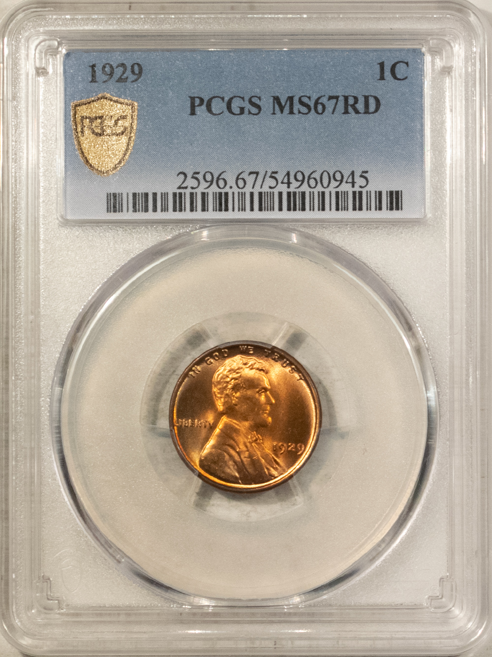 Lincoln Cents (Wheat) 1929 LINCOLN CENT – PCGS MS-67 RD, FIERY RED SUPERB GEM! Lincoln Cents (Wheat) 1929 LINCOLN CENT – PCGS MS-67 RD, FIERY RED SUPERB GEM!