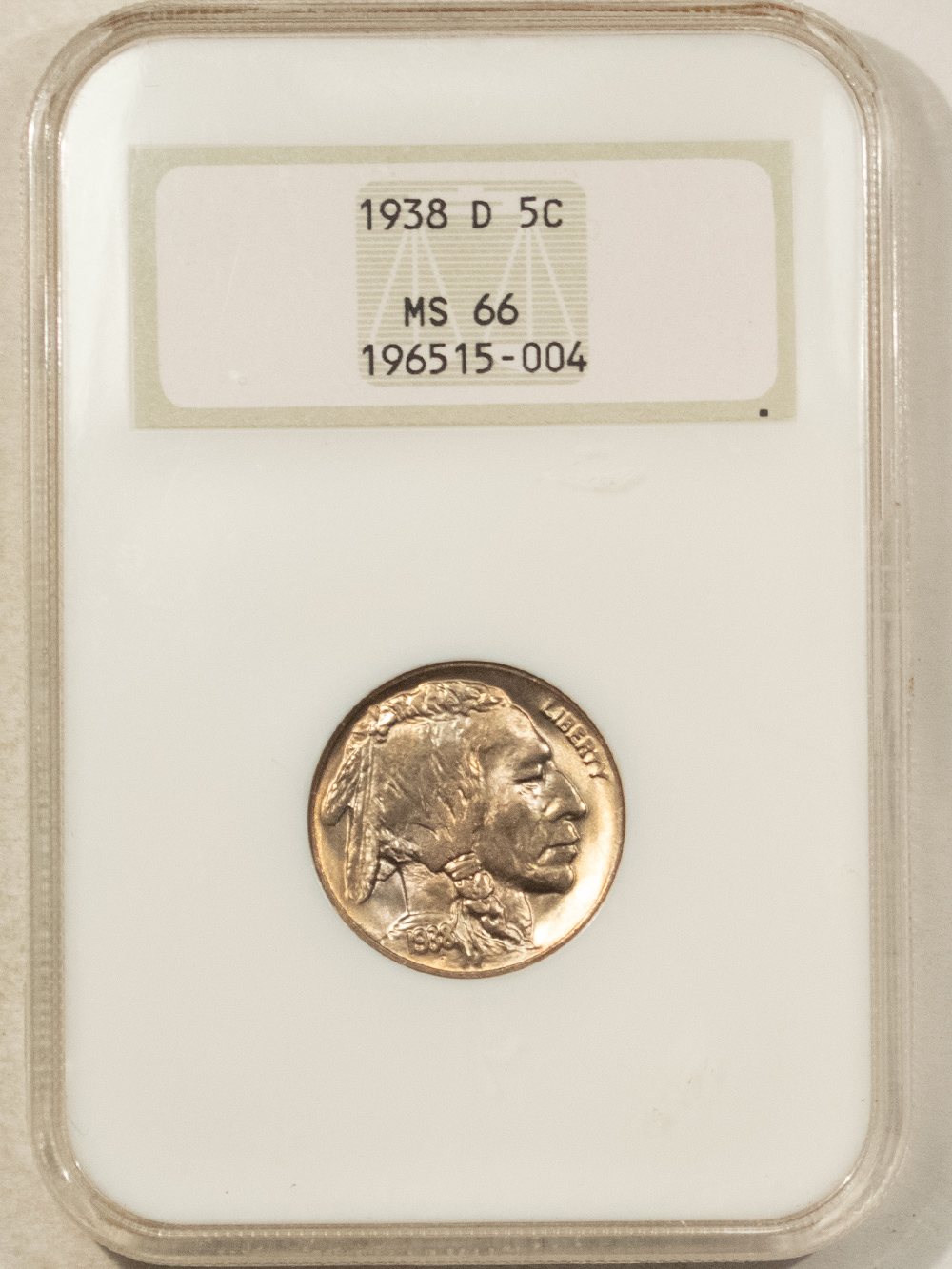 Buffalo Nickels 1938-D BUFFALO NICKEL – NGC MS-66, LOOKS 67! FATTY HOLDER! PREMIUM QUALITY! Buffalo Nickels 1938-D BUFFALO NICKEL – NGC MS-66, LOOKS 67! FATTY HOLDER! PREMIUM QUALITY!