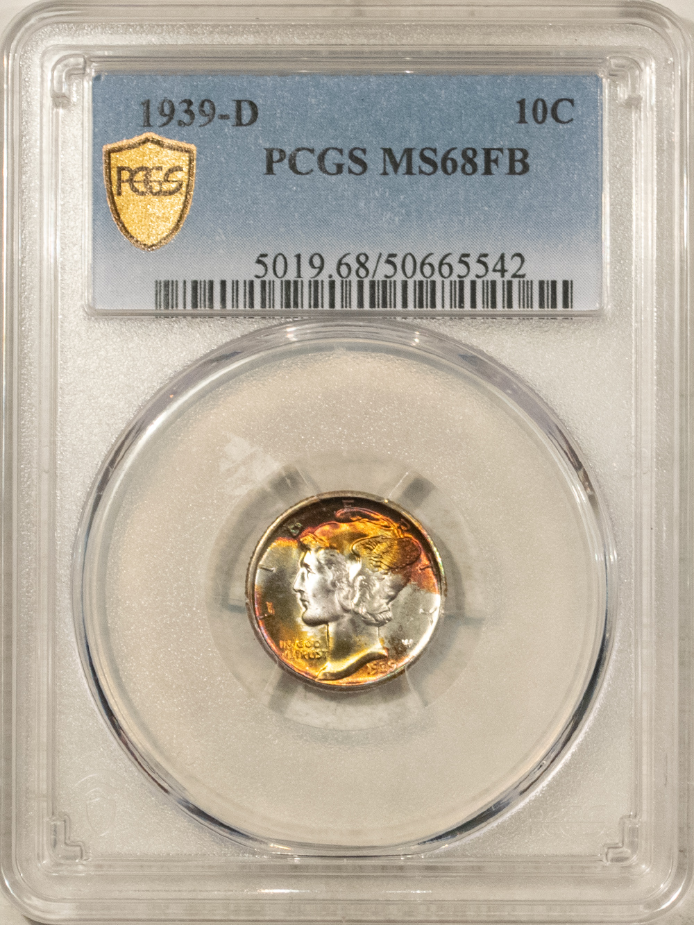 Dimes 1939-D MERCURY DIME – PCGS MS-68 FB, FULL BANDS & GORGEOUS STUNNING COLOR! Dimes 1939-D MERCURY DIME – PCGS MS-68 FB, FULL BANDS & GORGEOUS STUNNING COLOR!