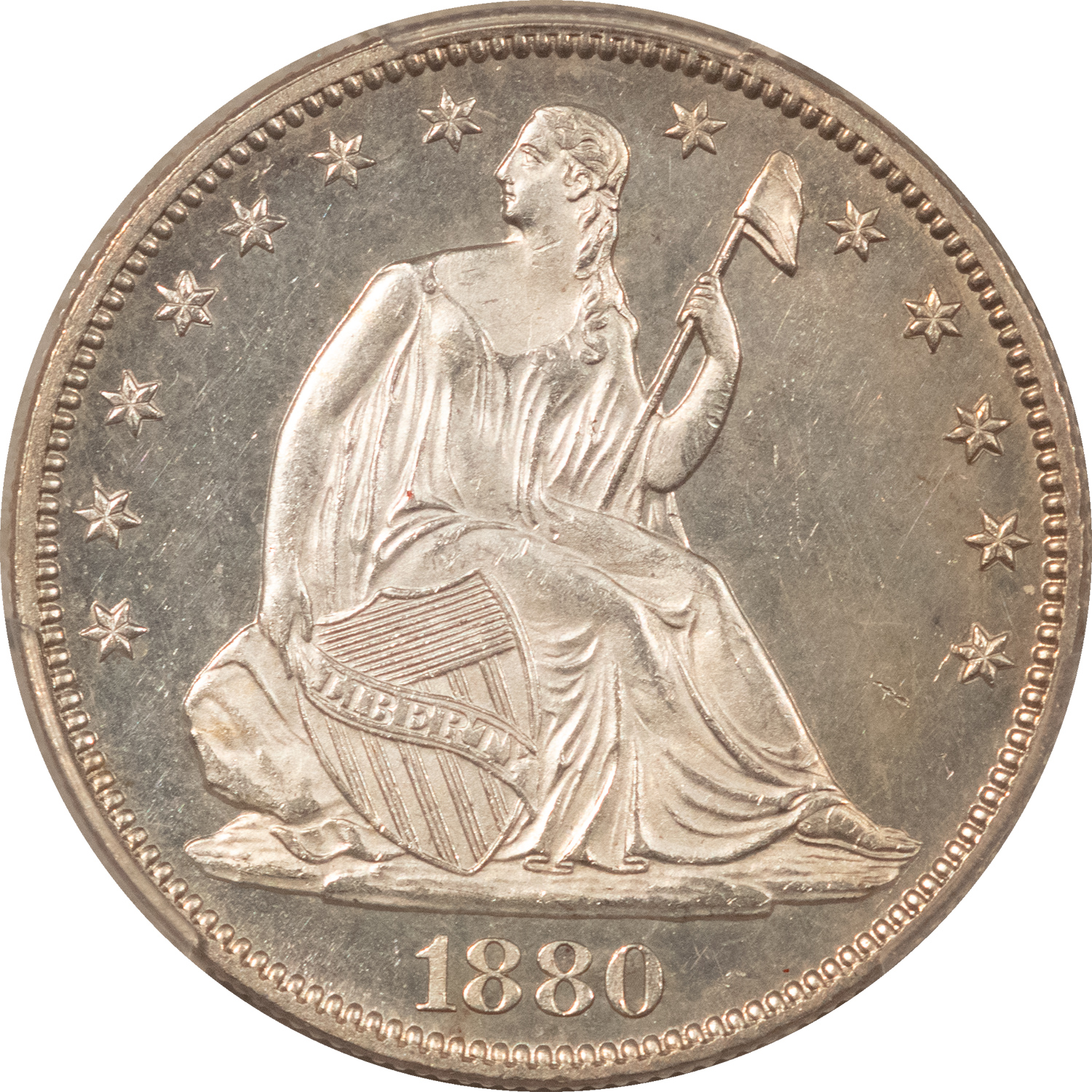 Half Dollars 1880 SEATED LIBERTY HALF DOLLAR – PCGS MS-63 PL, FRESH WHITE & FULLY PROOF-LIKE! Half Dollars 1880 SEATED LIBERTY HALF DOLLAR – PCGS MS-63 PL, FRESH WHITE & FULLY PROOF-LIKE!