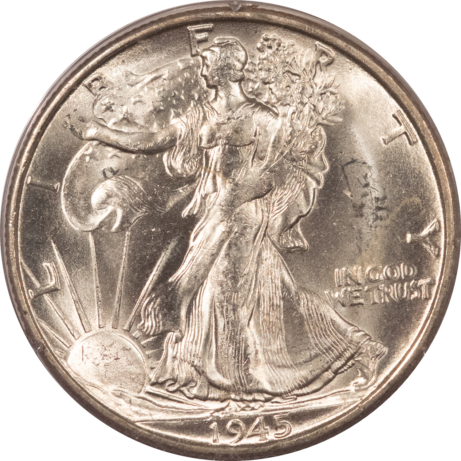 Half Dollars 1945-S WALKING LIBERTY HALF DOLLAR – PCGS MS-63, RATTLER! PREMIUM QUALITY! Half Dollars 1945-S WALKING LIBERTY HALF DOLLAR – PCGS MS-63, RATTLER! PREMIUM QUALITY!