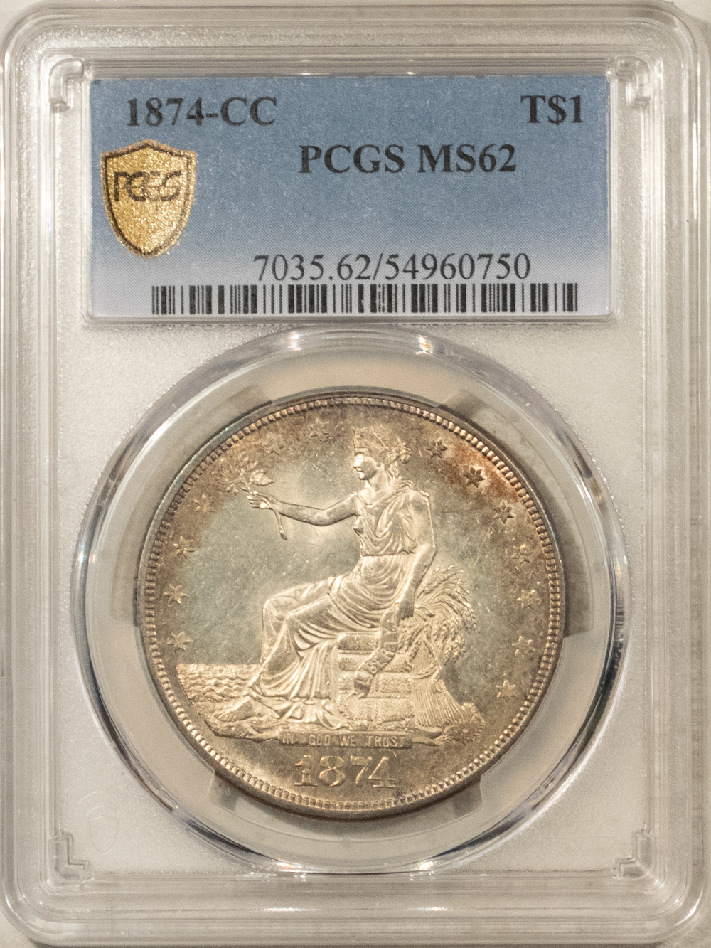 Dollars 1874-CC $1 TRADE DOLLAR – PCGS MS-62, FRESH & PREMIUM QUALITY! CARSON CITY! Dollars 1874-CC $1 TRADE DOLLAR – PCGS MS-62, FRESH & PREMIUM QUALITY! CARSON CITY!