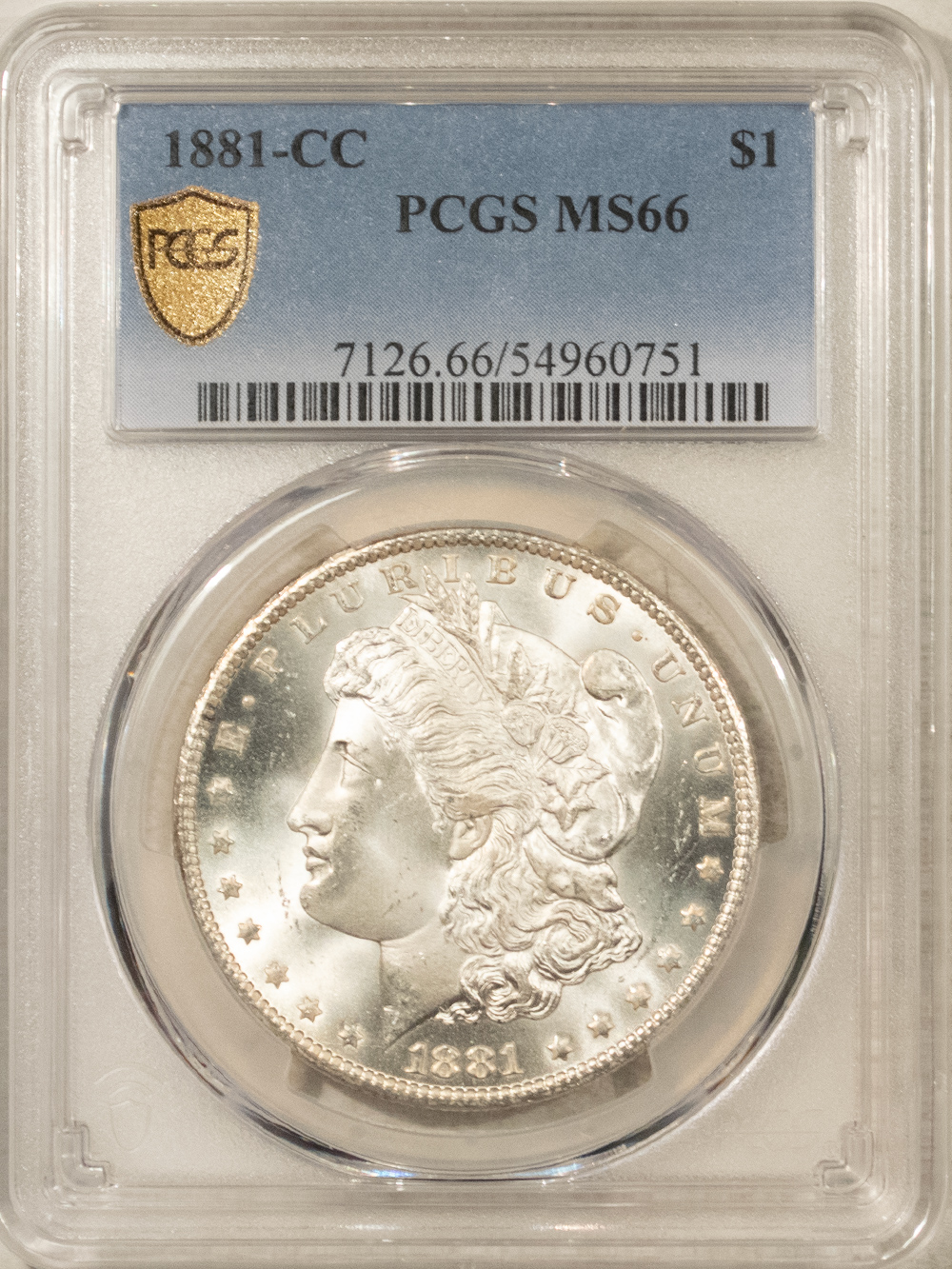 Dollars 1881-CC $1 MORGAN DOLLAR PCGS MS-66 BLAZING WHITE, PREMIUM QUALITY! CARSON CITY! Dollars 1881-CC $1 MORGAN DOLLAR PCGS MS-66 BLAZING WHITE, PREMIUM QUALITY! CARSON CITY!