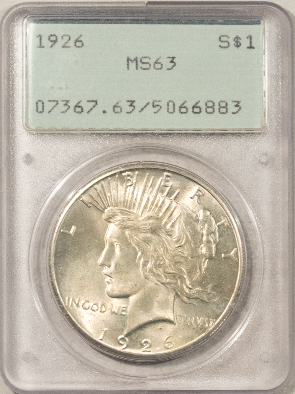 Dollars 1926 $1 PEACE DOLLAR – PCGS MS-63, RATTLER! PREMIUM QUALITY! Dollars 1926 $1 PEACE DOLLAR – PCGS MS-63, RATTLER! PREMIUM QUALITY!