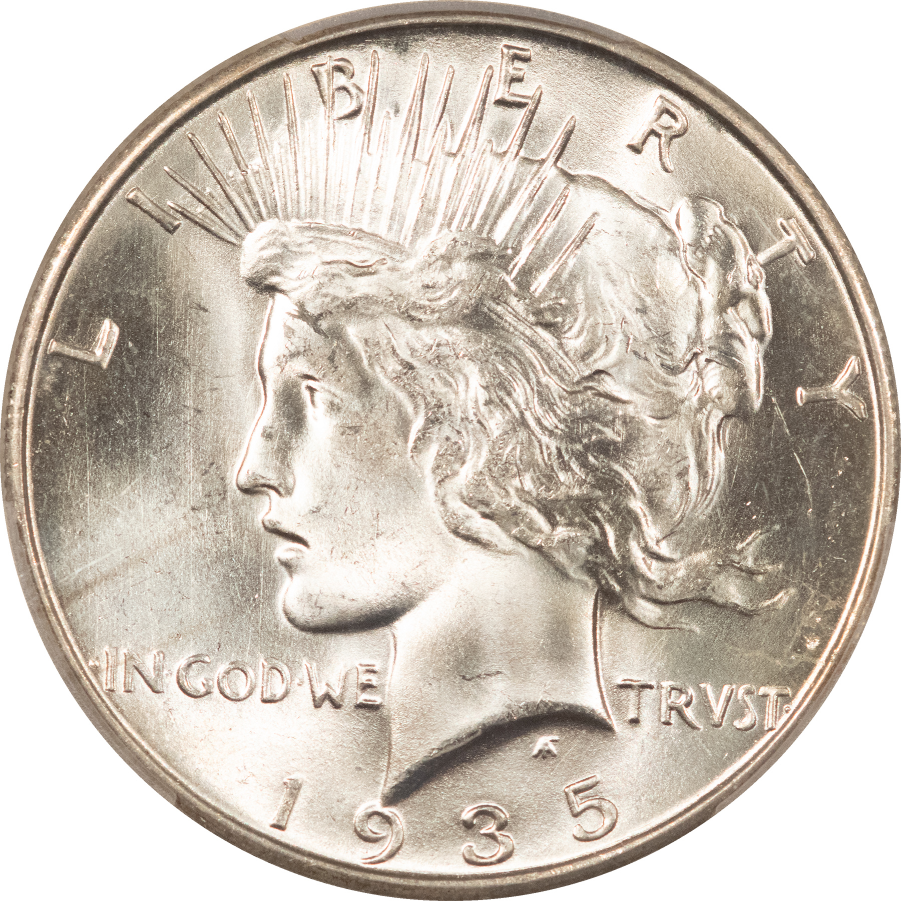 Dollars 1935-S $1 PEACE DOLLAR – PCGS MS-65, BLAZING WHITE! PREMIUM QUALITY+! Dollars 1935-S $1 PEACE DOLLAR – PCGS MS-65, BLAZING WHITE! PREMIUM QUALITY+!