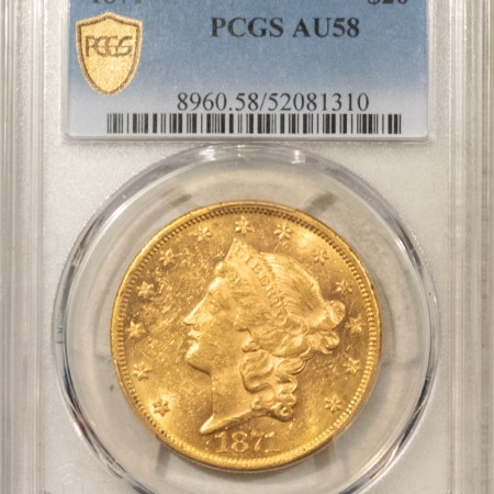 $20 1871 TYPE 2 $20 LIBERTY GOLD DOUBLE EAGLE – PCGS AU-58, RARE DATE! LUSTOUS & PQ!