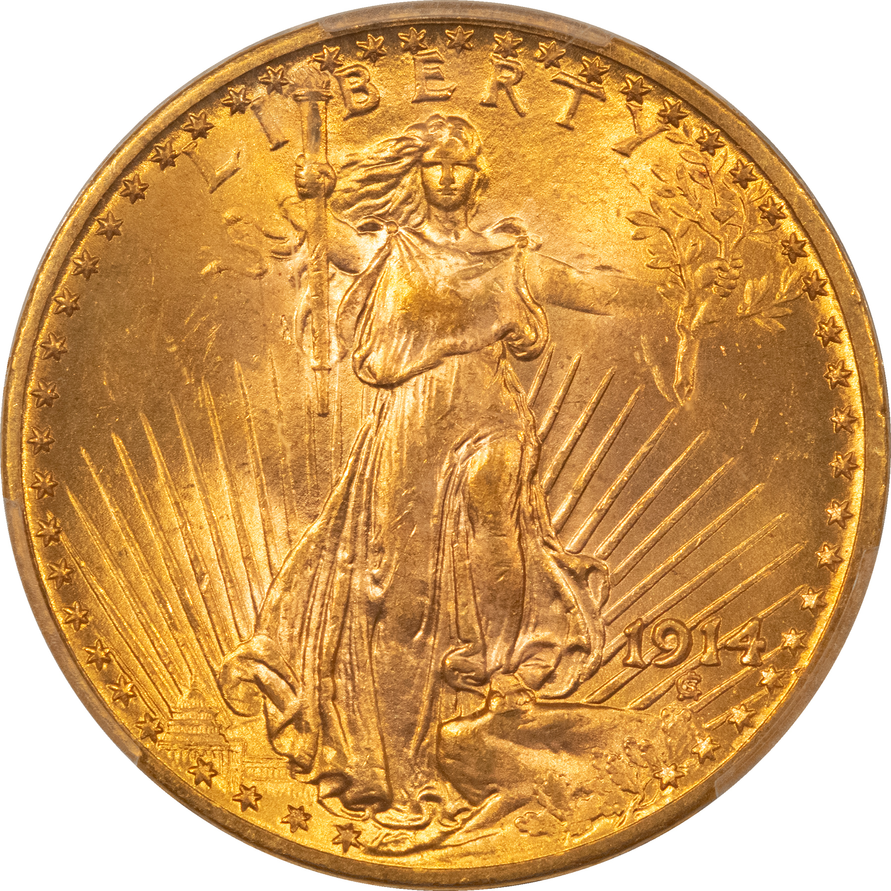 $20 1914 $20 ST GAUDENS GOLD DOUBLE EAGLE, PCGS MS-64+, TOUGH DATE! PREMIUM QUALITY! $20 1914 $20 ST GAUDENS GOLD DOUBLE EAGLE, PCGS MS-64+, TOUGH DATE! PREMIUM QUALITY!