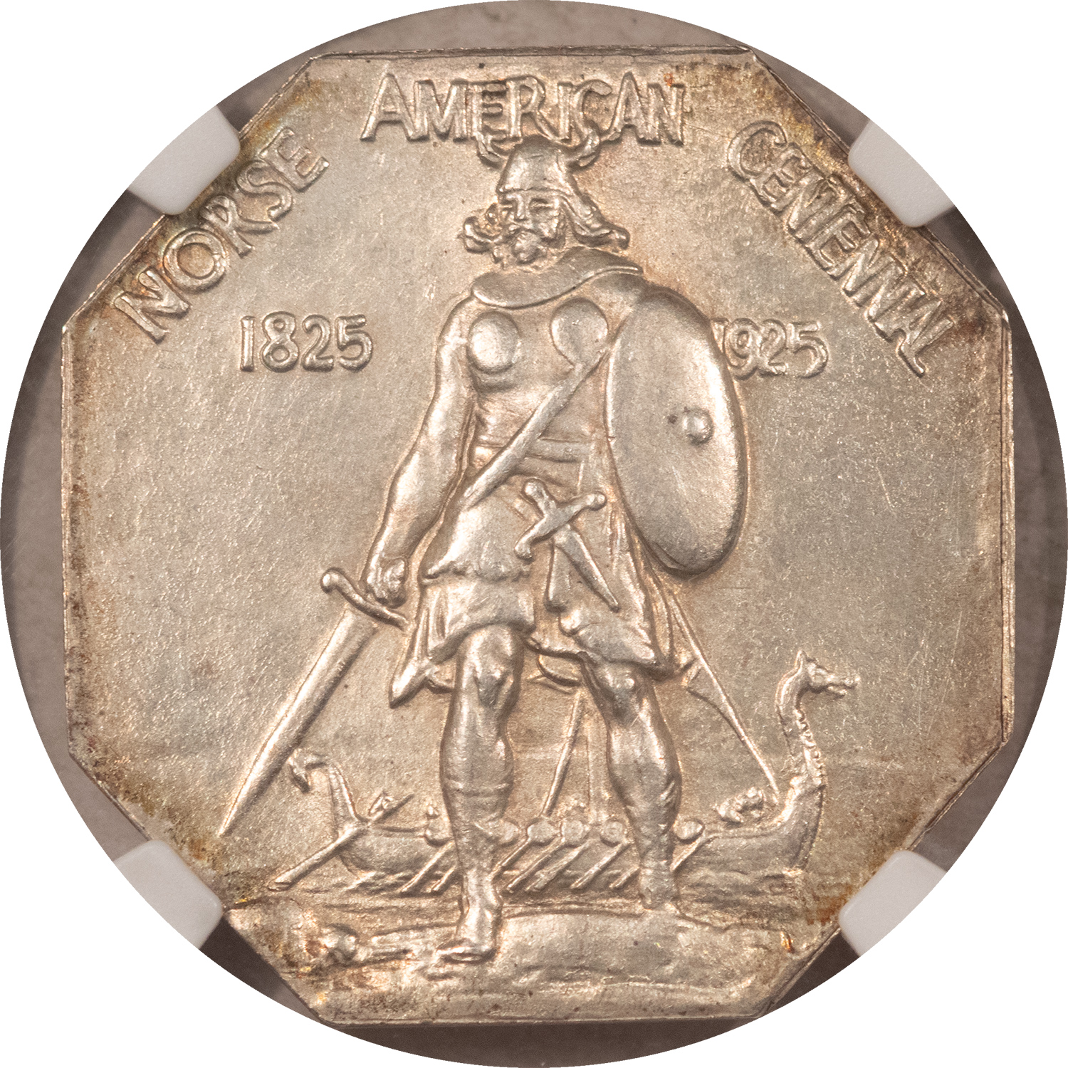 Early Commems 1925 NORSE AMERICAN COMMEMORATIVE SILVER MEDAL, THIN – NGC MS-64, TOUGH! Early Commems 1925 NORSE AMERICAN COMMEMORATIVE SILVER MEDAL, THIN – NGC MS-64, TOUGH!
