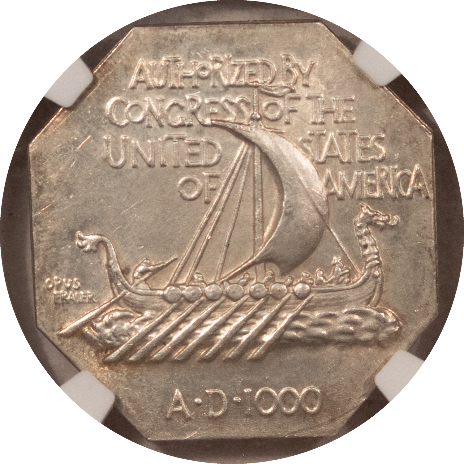 Early Commems 1925 NORSE AMERICAN COMMEMORATIVE SILVER MEDAL, THIN – NGC MS-64, TOUGH! Early Commems 1925 NORSE AMERICAN COMMEMORATIVE SILVER MEDAL, THIN – NGC MS-64, TOUGH!