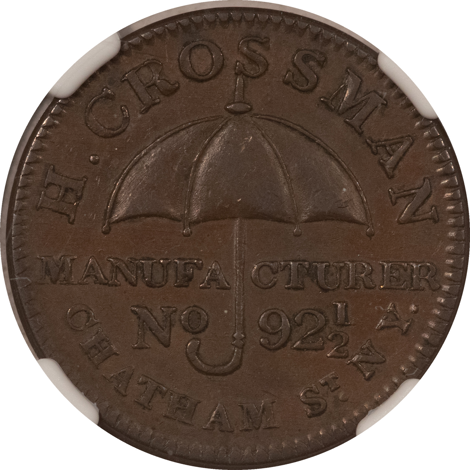 Civil War & Hard Times 1837 NEW YORK NY HT-244 H. CROSSMAN – NGC AU-55 BN Civil War & Hard Times 1837 NEW YORK NY HT-244 H. CROSSMAN – NGC AU-55 BN