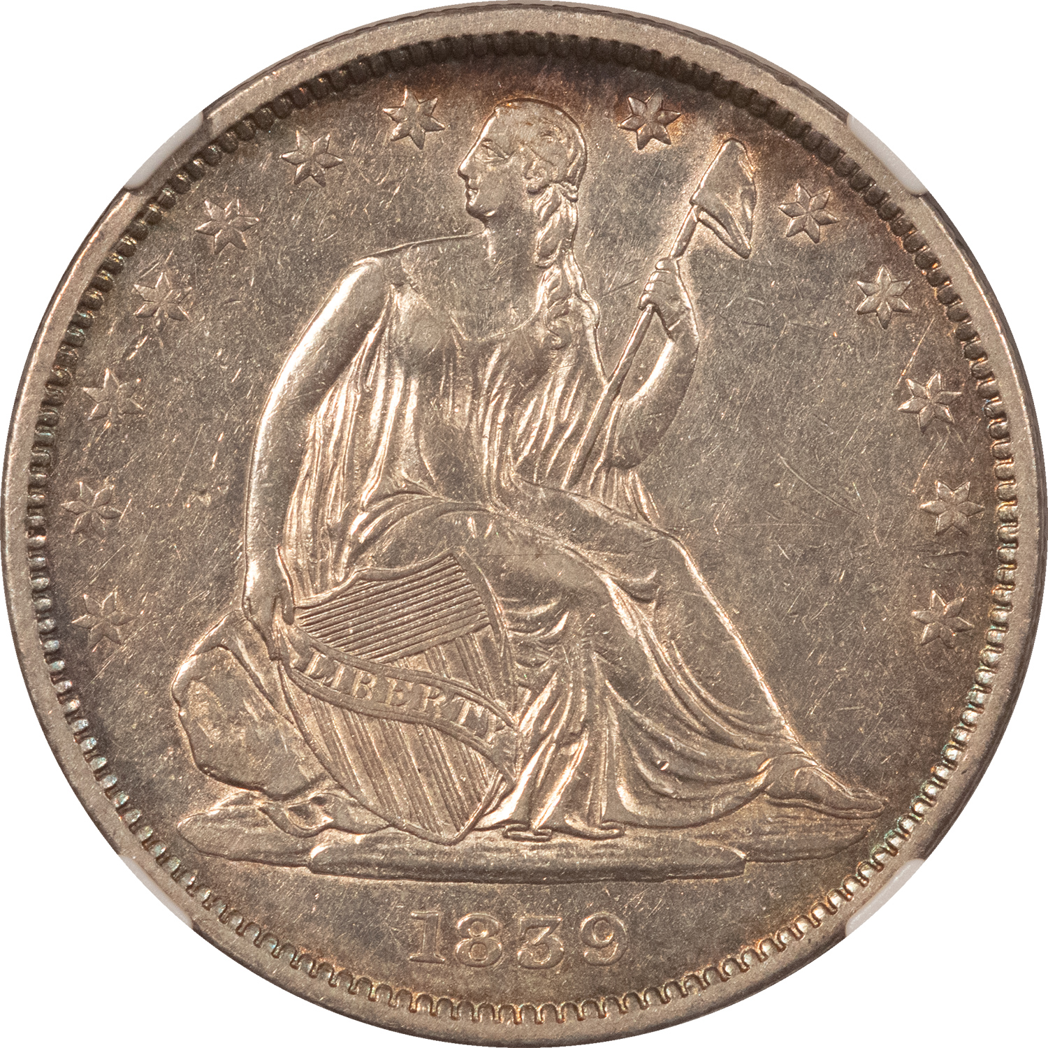 Half Dollars 1839 DRAPERY LIBERTY SEATED HALF DOLLAR NGC AU-DETAILS CLEANED, TOUGH, NICE LOOK Half Dollars 1839 DRAPERY LIBERTY SEATED HALF DOLLAR NGC AU-DETAILS CLEANED, TOUGH, NICE LOOK