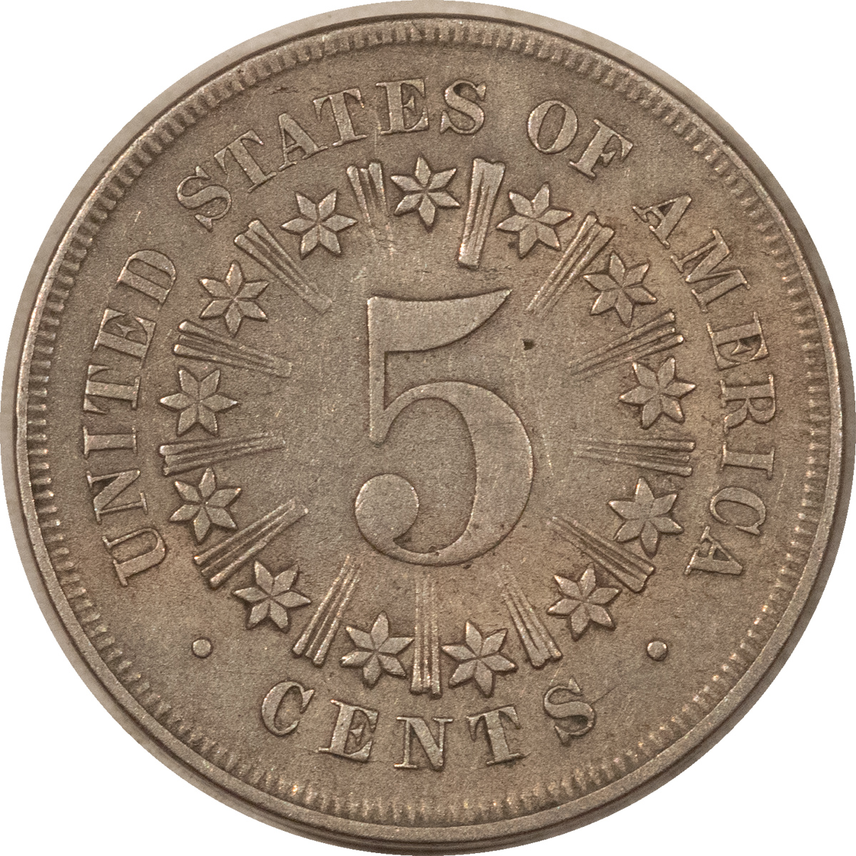 New Store Items 1866 SHIELD NICKEL – HIGH GRADE EXAMPLE! New Store Items 1866 SHIELD NICKEL – HIGH GRADE EXAMPLE!