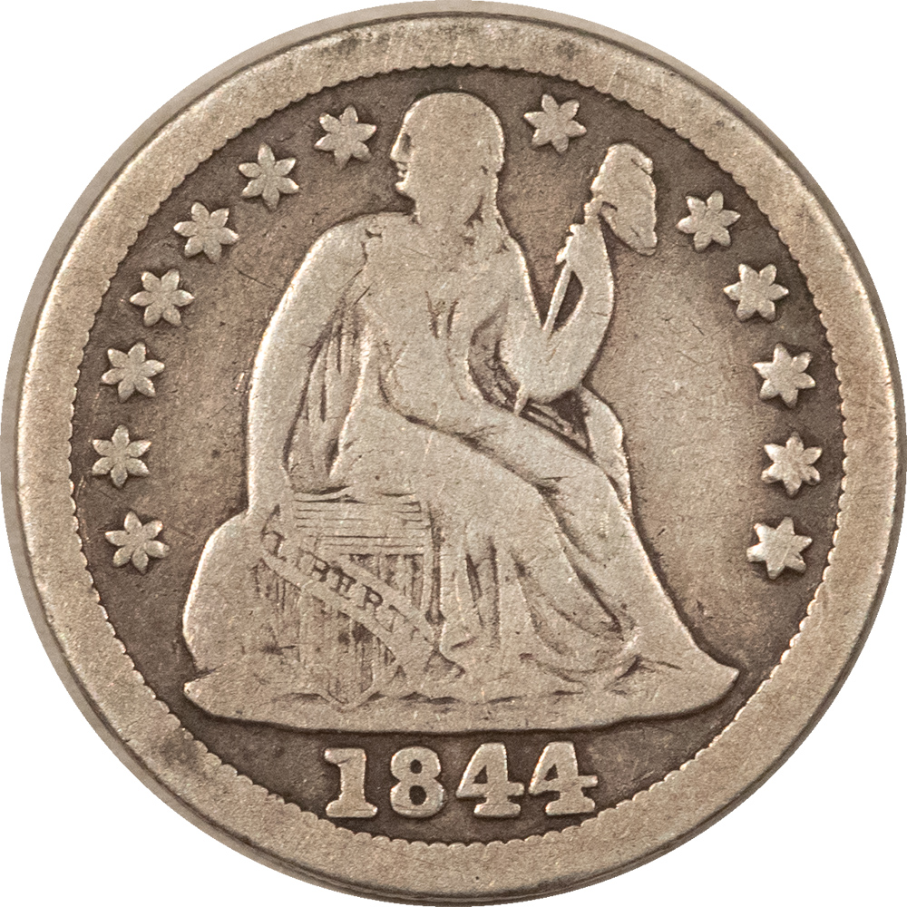 Dimes 1844 LIBERTY SEATED DIME – PLEASING CIRCULATED EXAMPLE! KEY-DATE! Dimes 1844 LIBERTY SEATED DIME – PLEASING CIRCULATED EXAMPLE! KEY-DATE!