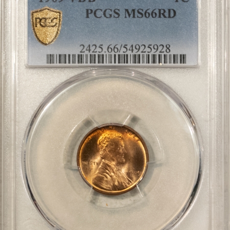Lincoln Cents (Wheat) 1909 VDB LINCOLN CENT PCGS MS-66 RD, GORGEOUS!