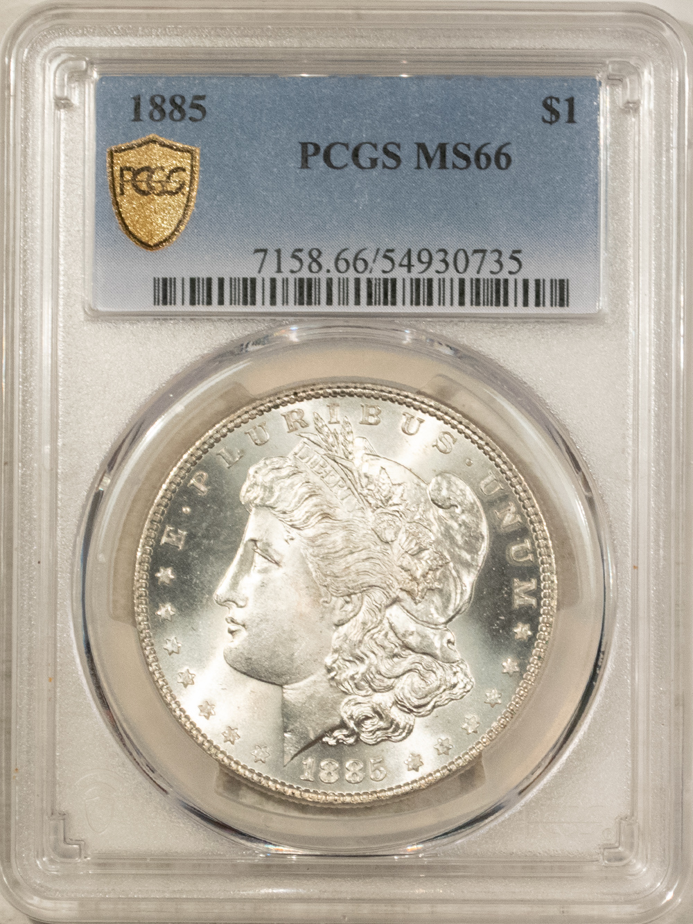 Morgan Dollars 1885 MORGAN DOLLAR PCGS MS-66, BLAST WHITE CLEAN CHEEK GEM! Morgan Dollars 1885 MORGAN DOLLAR PCGS MS-66, BLAST WHITE CLEAN CHEEK GEM!