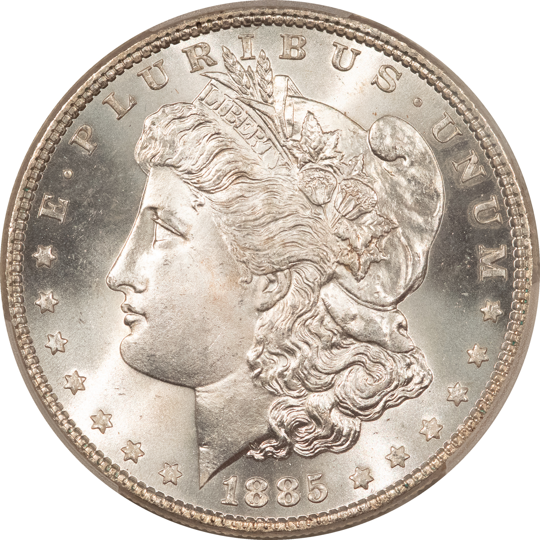 Morgan Dollars 1885 MORGAN DOLLAR PCGS MS-66, BLAST WHITE CLEAN CHEEK GEM! Morgan Dollars 1885 MORGAN DOLLAR PCGS MS-66, BLAST WHITE CLEAN CHEEK GEM!