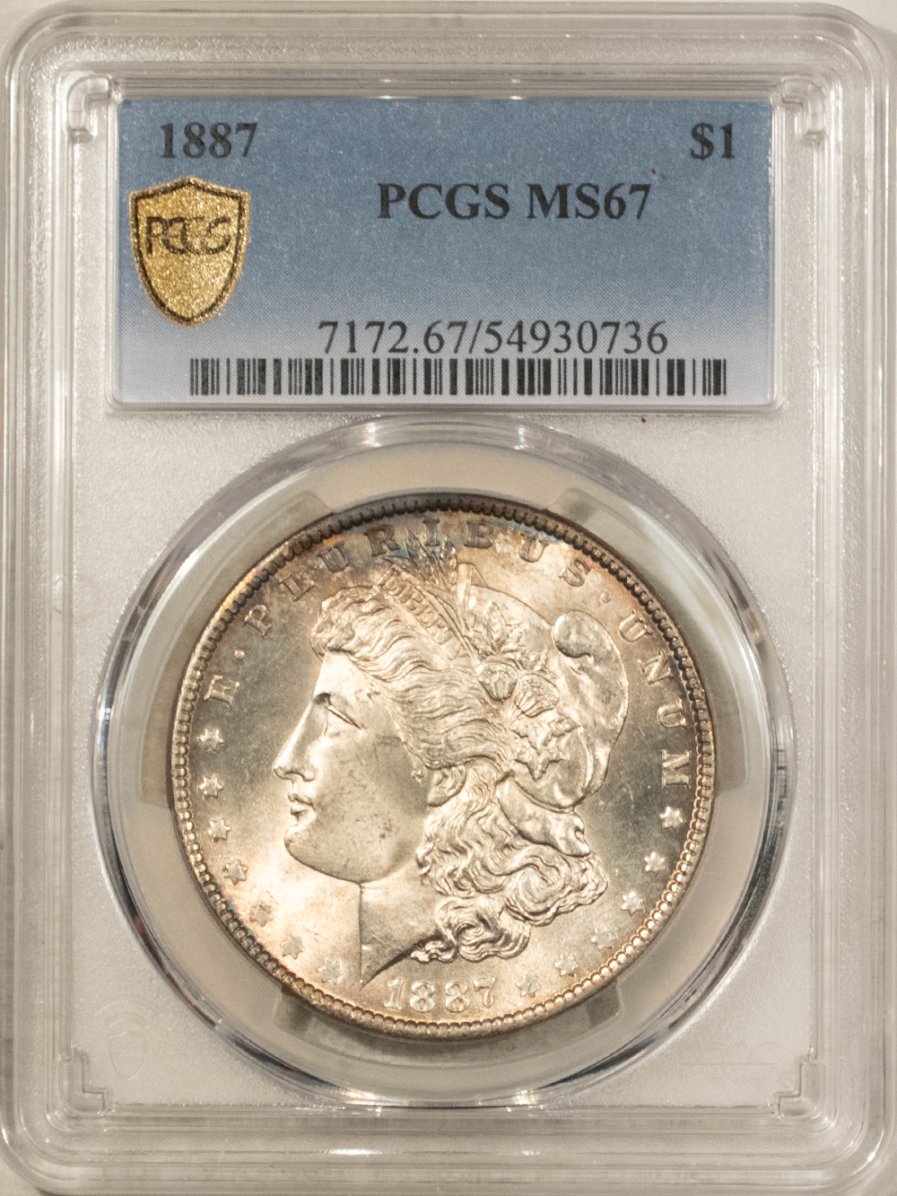 Morgan Dollars 1887 MORGAN DOLLAR PCGS MS-67, PRETTY! Morgan Dollars 1887 MORGAN DOLLAR PCGS MS-67, PRETTY!