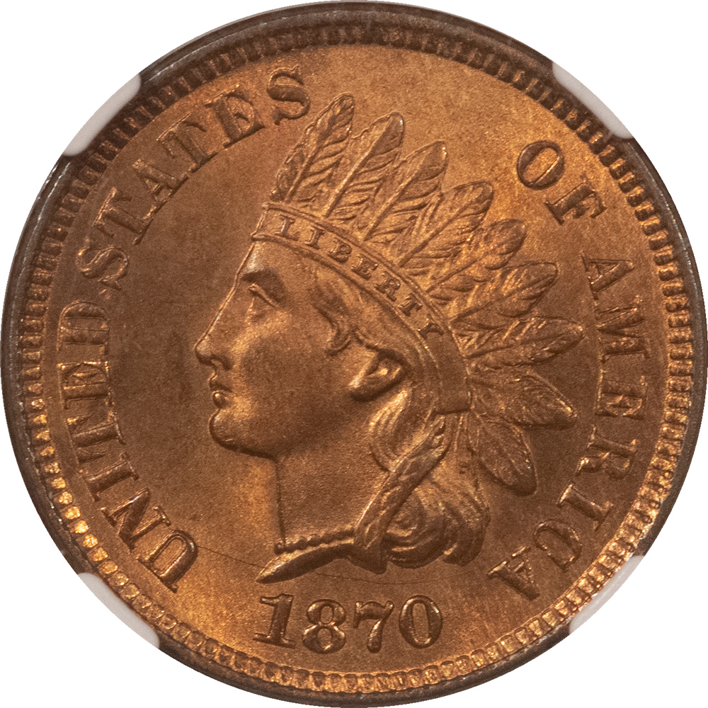 Indian 1870 INDIAN CENT NGC MS-66+ RB CAC APPROVED, TOP POP BOTH SERVICES NONE FINER! Indian 1870 INDIAN CENT NGC MS-66+ RB CAC APPROVED, TOP POP BOTH SERVICES NONE FINER!