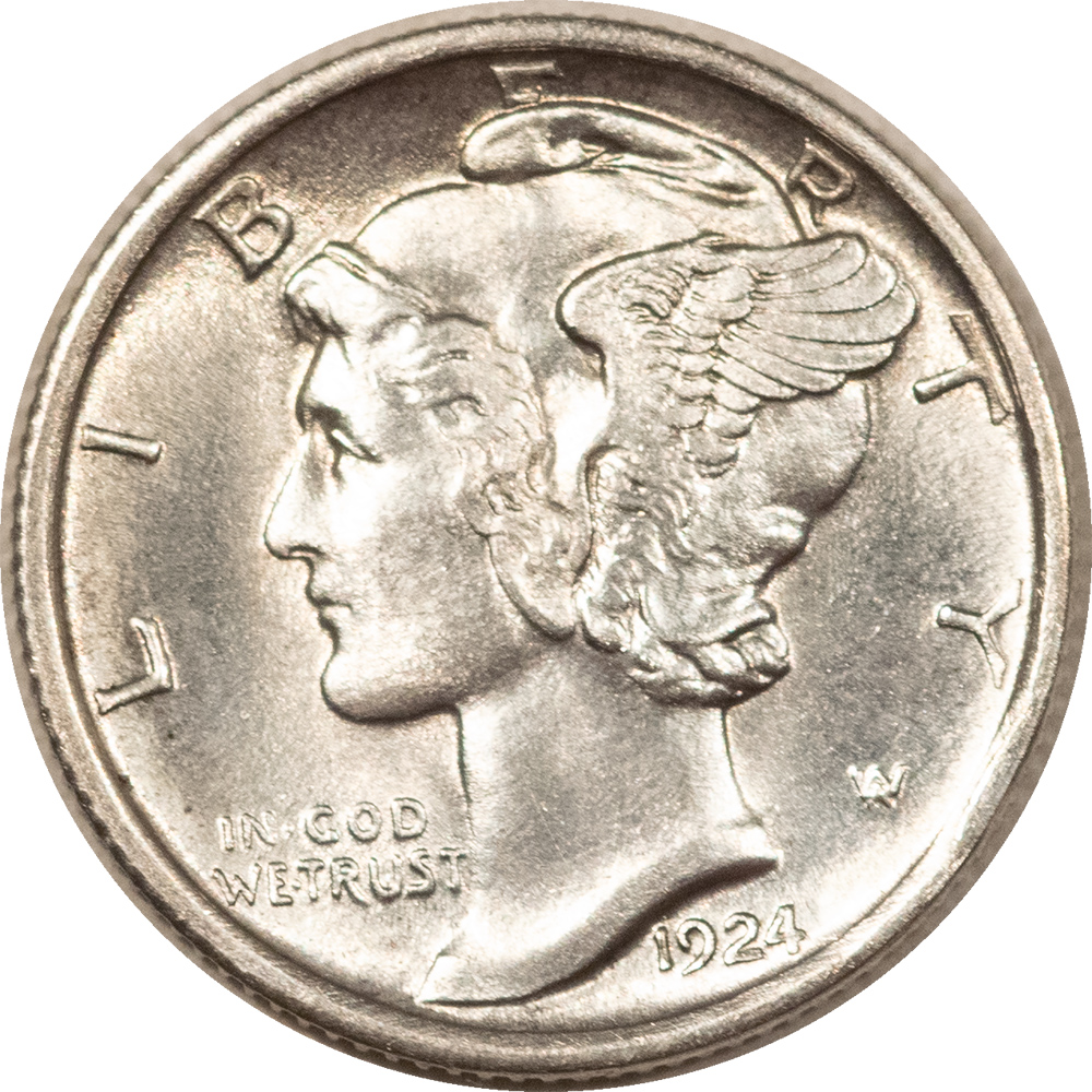 Mercury Dimes 1924-D MERCURY DIME – UNCIRCULATED LOOKS GEM W/SHARP FSB! Mercury Dimes 1924-D MERCURY DIME – UNCIRCULATED LOOKS GEM W/SHARP FSB!