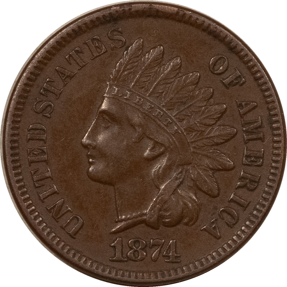 Indian 1874 INDIAN CENT – HIGH GRADE EXAMPLE! MEDIUM BROWN & PROBLEM FREE! Indian 1874 INDIAN CENT – HIGH GRADE EXAMPLE! MEDIUM BROWN & PROBLEM FREE!