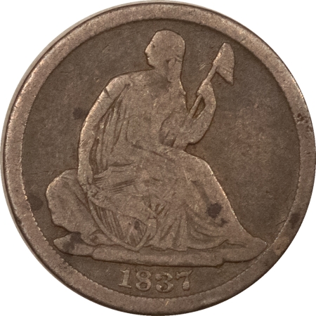 Half Dimes 1837 SEATED LIBERTY HALF DIME LARGE DATE – CIRCULATED!