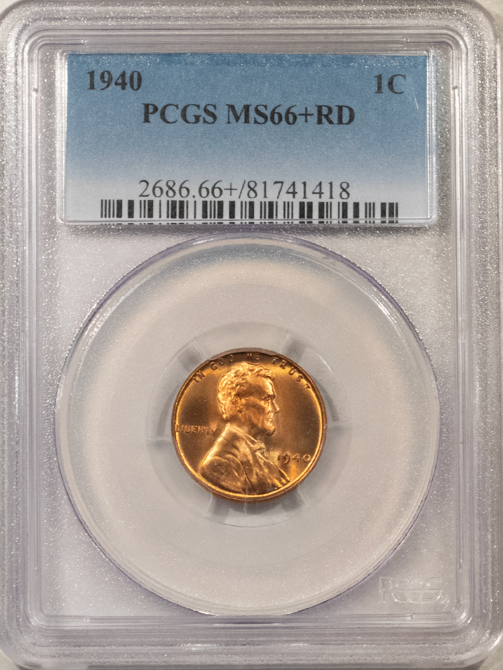 Lincoln Cents (Wheat) 1940 LINCOLN CENT – PCGS MS-66+ RD, PRETTY! PREMIUM QUALITY! Lincoln Cents (Wheat) 1940 LINCOLN CENT – PCGS MS-66+ RD, PRETTY! PREMIUM QUALITY!