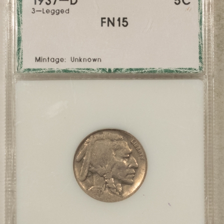 Buffalo Nickels 1937-D 3 LEGS BUFFALO NICKEL – “OFF HOLDER” FINE+