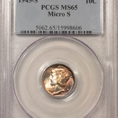 Dimes 1945-S MERCURY DIME, MICRO S – PCGS MS-65, GORGEOUS!