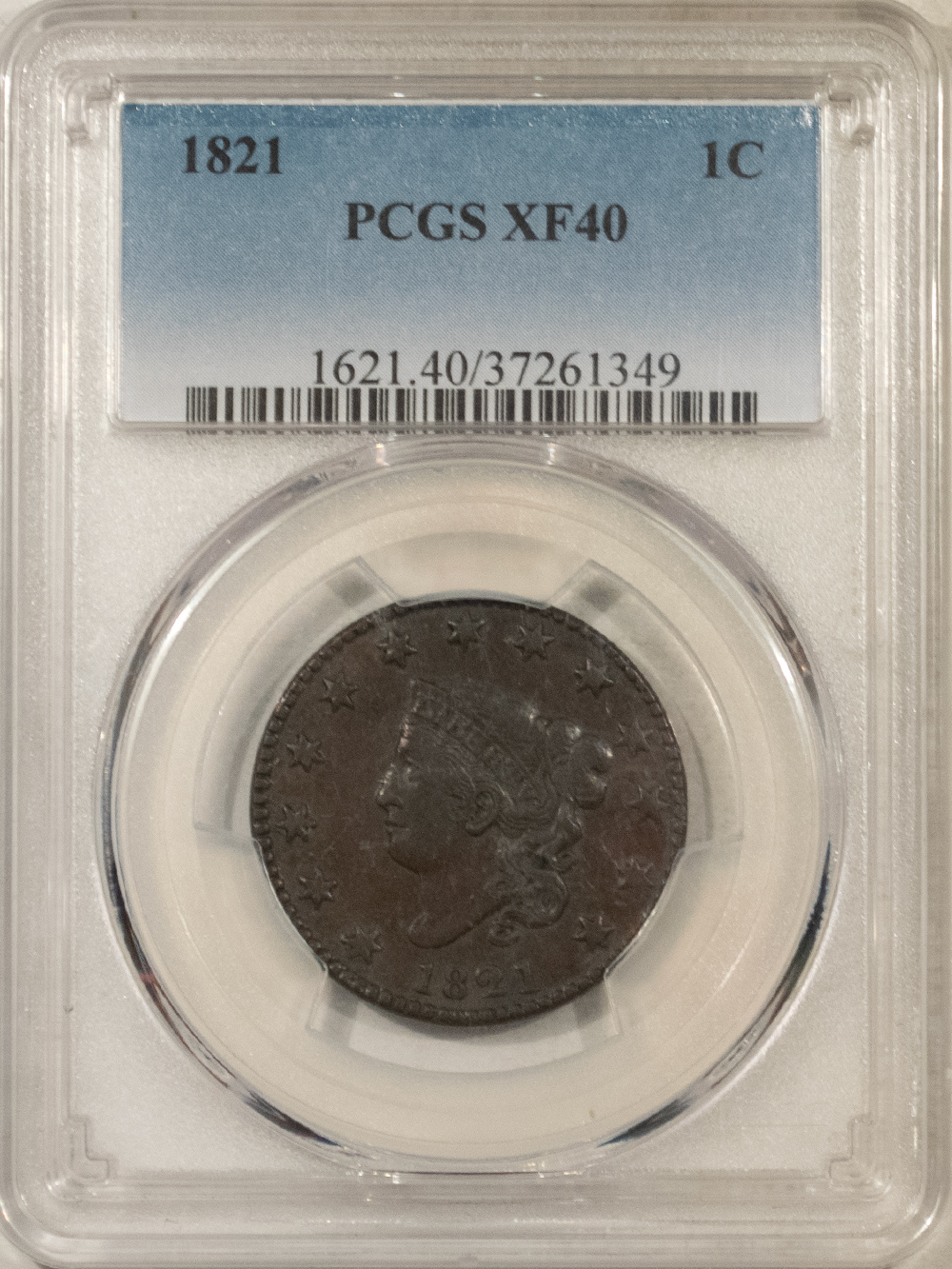 Coronet Head Large Cents 1821 CORONET HEAD LARGE CENT – PCGS XF-40, SCARCE & LOW-POP! Coronet Head Large Cents 1821 CORONET HEAD LARGE CENT – PCGS XF-40, SCARCE & LOW-POP!