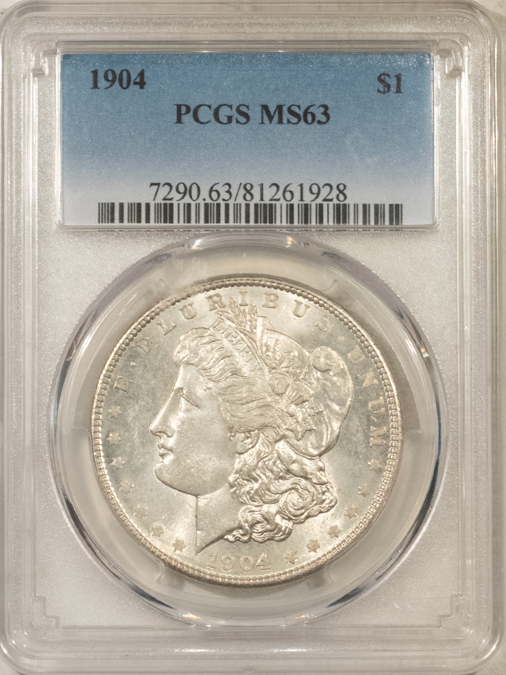 Dollars 1904 $1 MORGAN DOLLAR – PCGS MS-63 Dollars 1904 $1 MORGAN DOLLAR – PCGS MS-63
