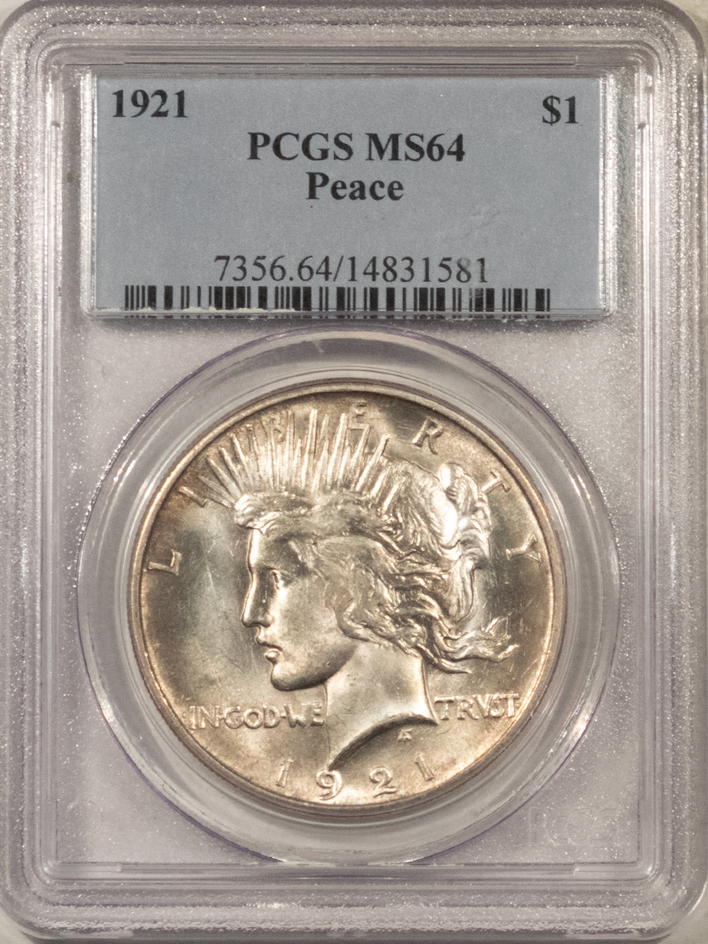 Dollars 1921 $1 PEACE DOLLAR – PCGS MS-64, LUSTROUS & PREMIUM QUALITY! Dollars 1921 $1 PEACE DOLLAR – PCGS MS-64, LUSTROUS & PREMIUM QUALITY!