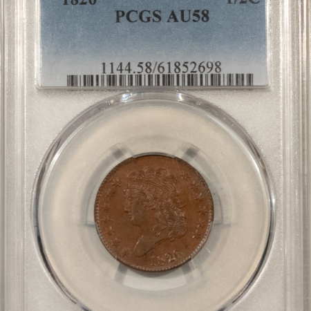 Classic Head Half Cents 1826 CLASSIC HEAD HALF CENT – PCGS AU-58, LOOKS UNC! PREMIUM QUALITY!