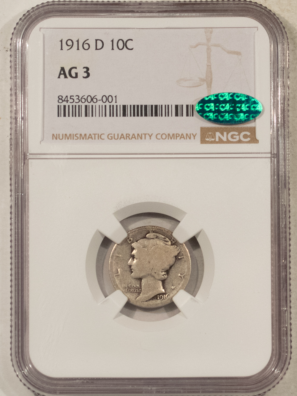 CAC Approved Coins 1916-D MERCURY DIME – NGC AG-3, CLOSE TO G4! PREMIUM QUALITY! CAC APPROVED! CAC Approved Coins 1916-D MERCURY DIME – NGC AG-3, CLOSE TO G4! PREMIUM QUALITY! CAC APPROVED!