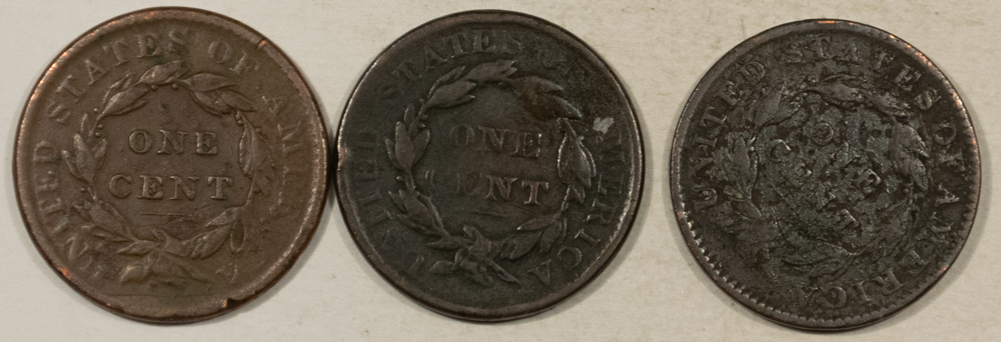 Coronet Head Large Cents 1832 LL, 1836, 1838 CORONET HEAD LARGE CENT TRIO – CIRCULATED EACH W/ ISSUES! Coronet Head Large Cents 1832 LL, 1836, 1838 CORONET HEAD LARGE CENT TRIO – CIRCULATED EACH W/ ISSUES!