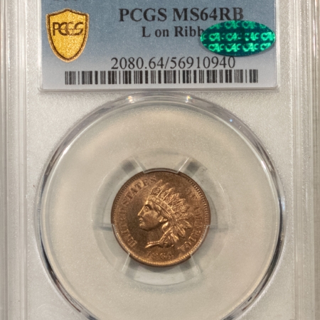 CAC Approved Coins 1864 INDIAN CENT L ON RIBBON – PCGS MS-64 RB, LUSTOUS, PQ+ & CAC APPROVED!
