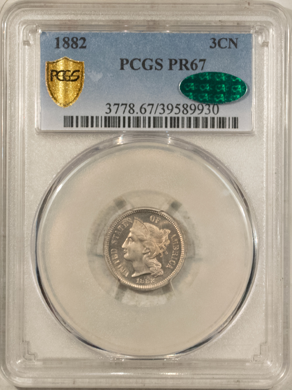 CAC Approved Coins 1882 PROOF THREE CENT NICKEL – PCGS PR-67, FRESH & PQ! CAC APPROVED! CAC Approved Coins 1882 PROOF THREE CENT NICKEL – PCGS PR-67, FRESH & PQ! CAC APPROVED!
