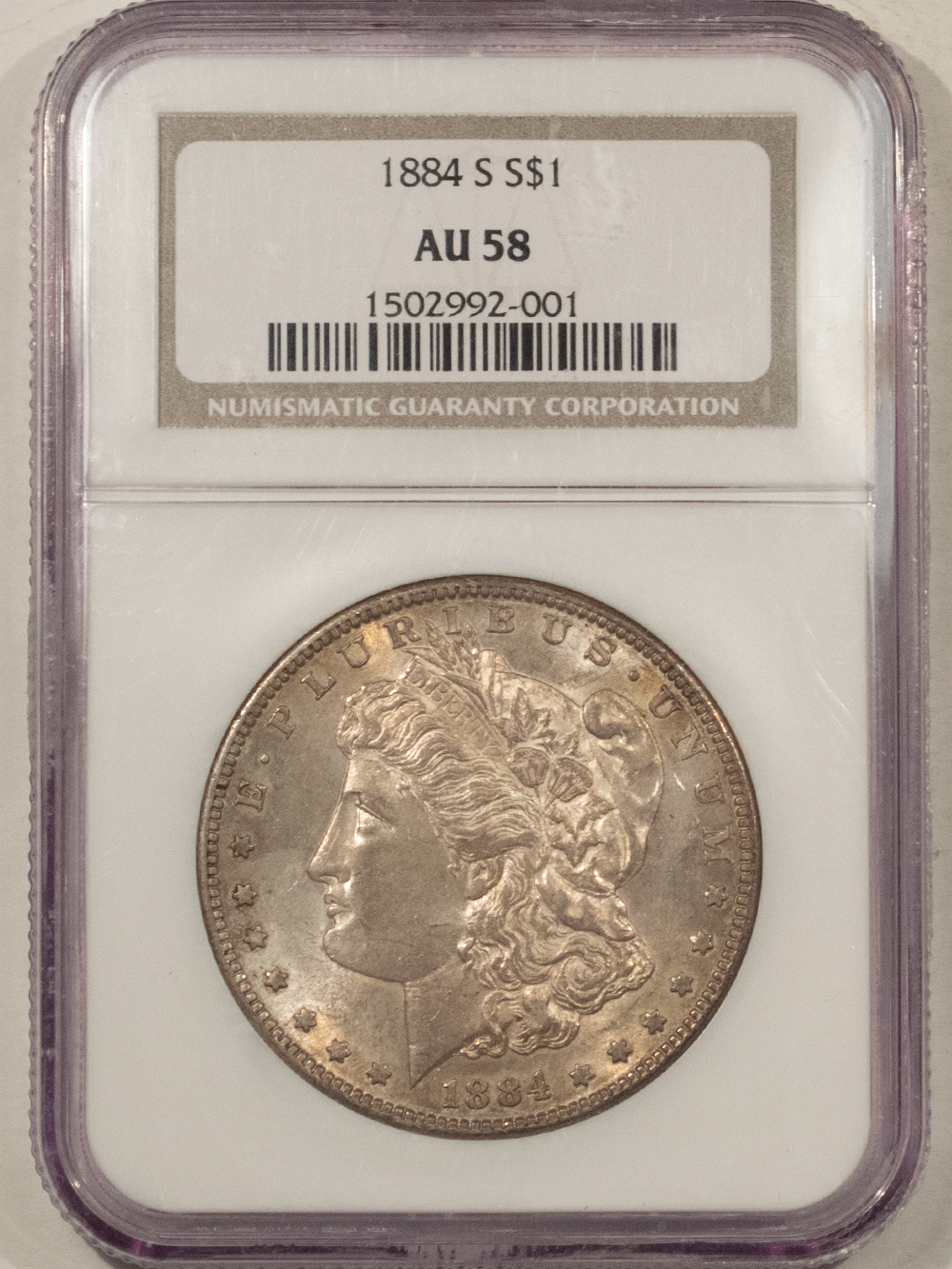 Dollars 1884-S $1 MORGAN DOLLAR – NGC AU-58, FRESH & ORIGINAL! Dollars 1884-S $1 MORGAN DOLLAR – NGC AU-58, FRESH & ORIGINAL!