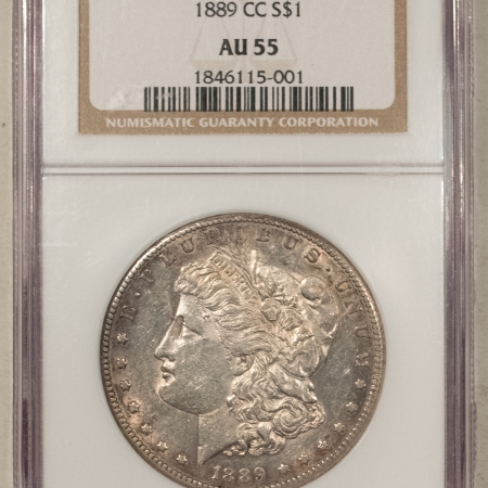 Dollars 1889-CC $1 MORGAN DOLLAR – NGC AU-55, KEY-DATE! CARSON CITY!