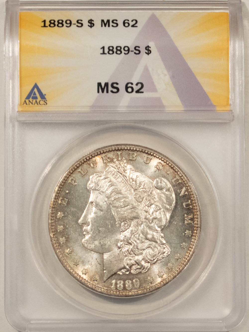 Dollars 1889-S $1 MORGAN DOLLAR – ANACS MS-62 Dollars 1889-S $1 MORGAN DOLLAR – ANACS MS-62