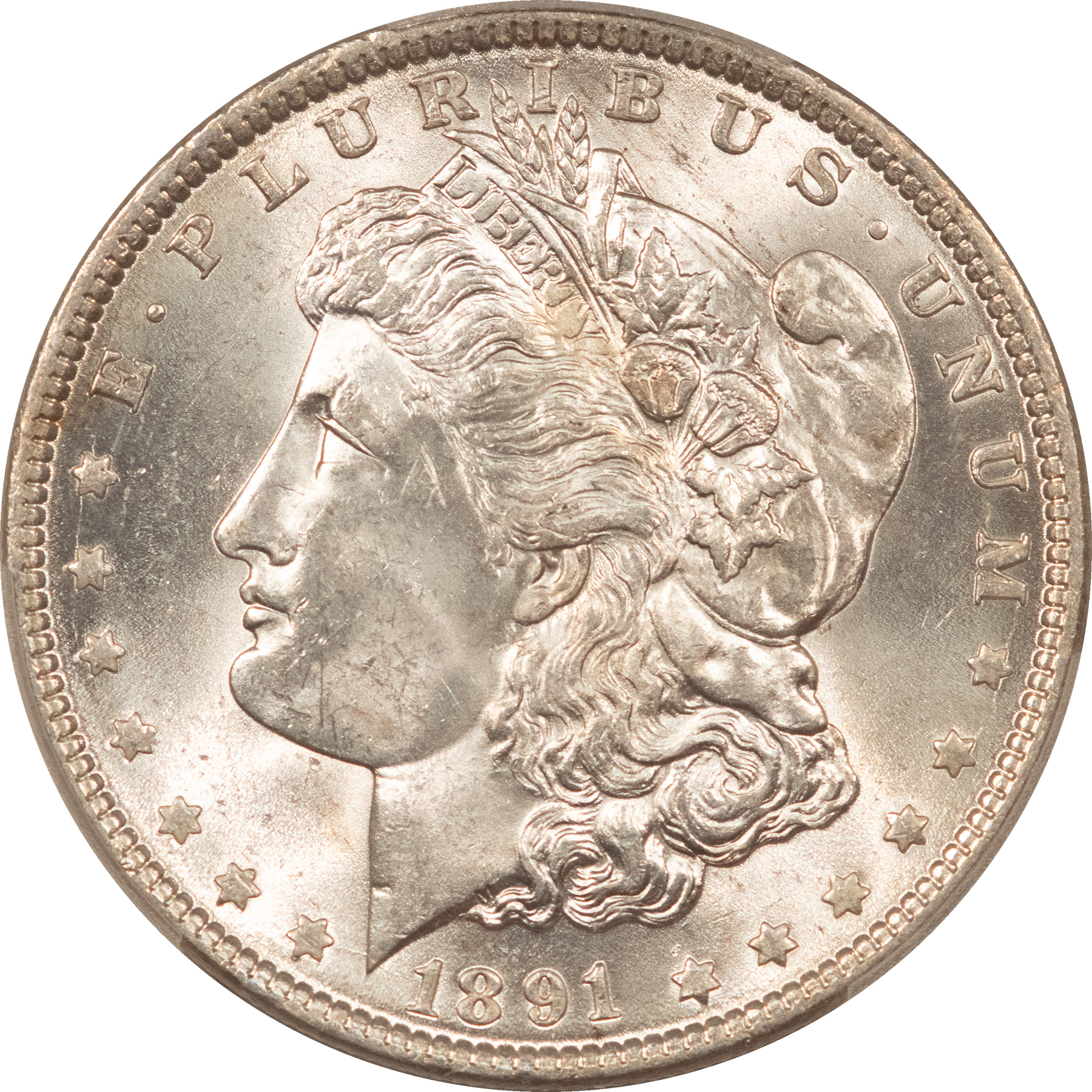 Dollars 1891 $1 MORGAN DOLLAR – PCGS MS-63 BLAST WHITE, BETTER DATE! Dollars 1891 $1 MORGAN DOLLAR – PCGS MS-63 BLAST WHITE, BETTER DATE!