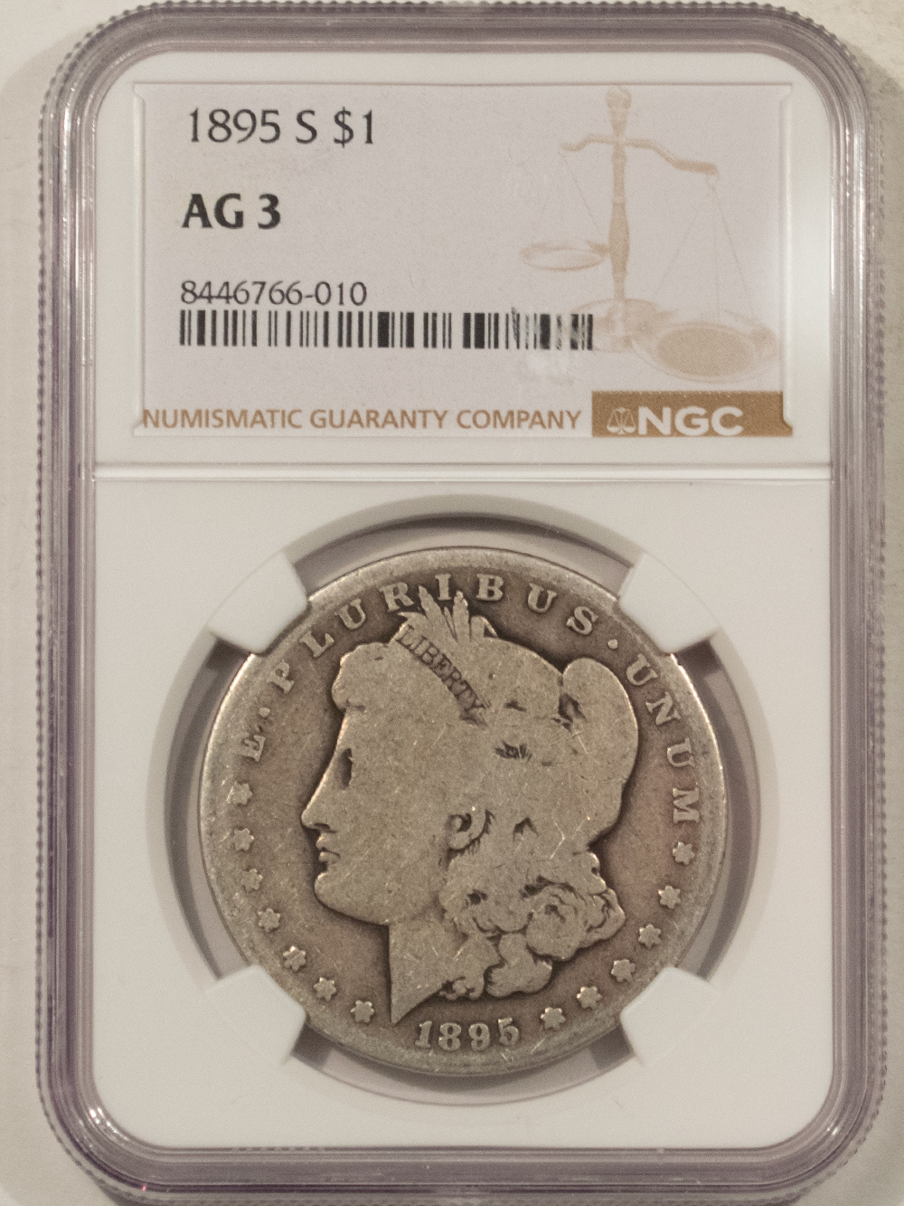 Dollars 1895-S $1 MORGAN DOLLAR – NGC AG-3 Dollars 1895-S $1 MORGAN DOLLAR – NGC AG-3