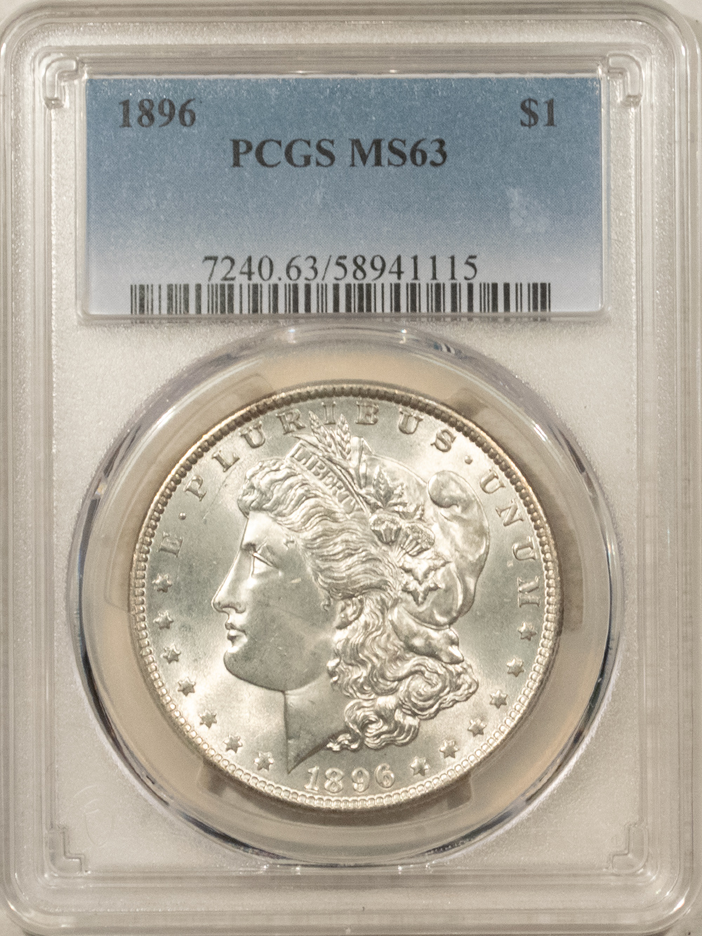 Dollars 1896 $1 MORGAN DOLLAR – PCGS MS-63, 64+ QUALITY! PREMIUM QUALITY! Dollars 1896 $1 MORGAN DOLLAR – PCGS MS-63, 64+ QUALITY! PREMIUM QUALITY!