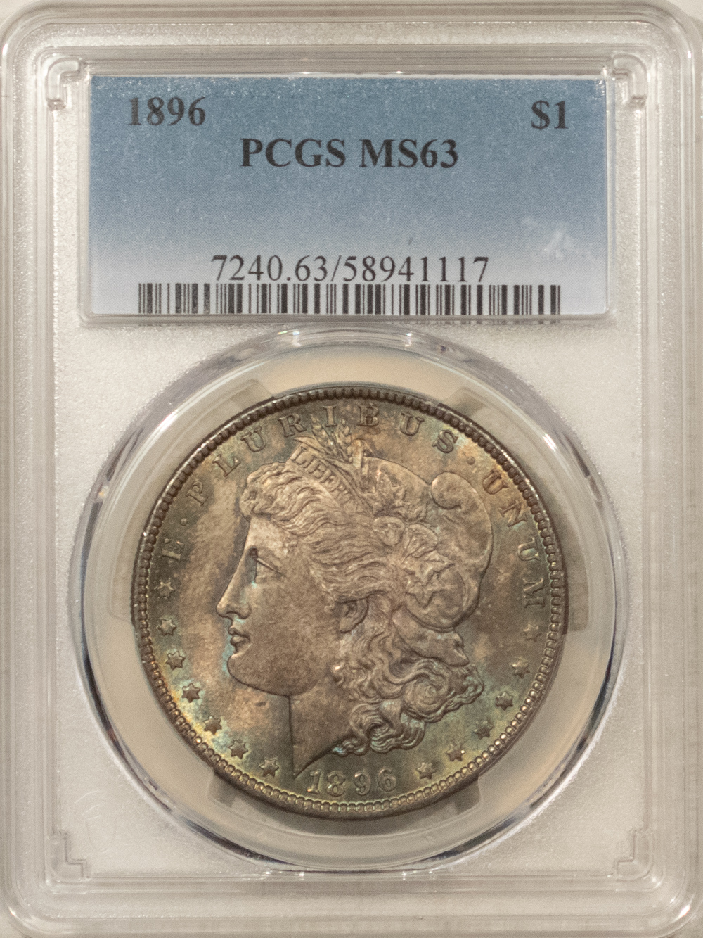 Dollars 1896 $1 MORGAN DOLLAR – PCGS MS-63, PRETTY COLOR & PREMIUM QUALITY! Dollars 1896 $1 MORGAN DOLLAR – PCGS MS-63, PRETTY COLOR & PREMIUM QUALITY!