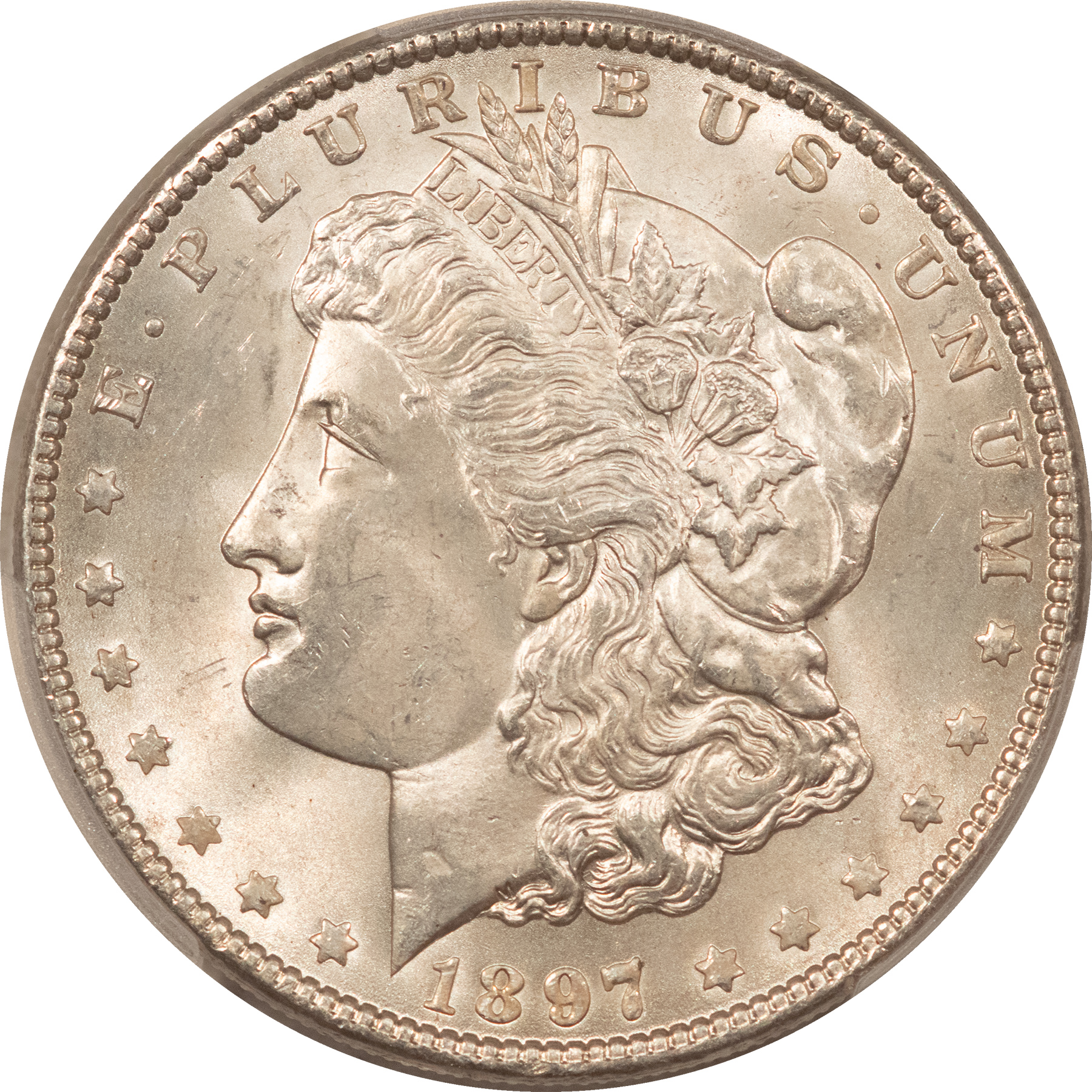 Dollars 1897 $1 MORGAN DOLLAR – PCGS MS-63 CHOICE & PQ! Dollars 1897 $1 MORGAN DOLLAR – PCGS MS-63 CHOICE & PQ!