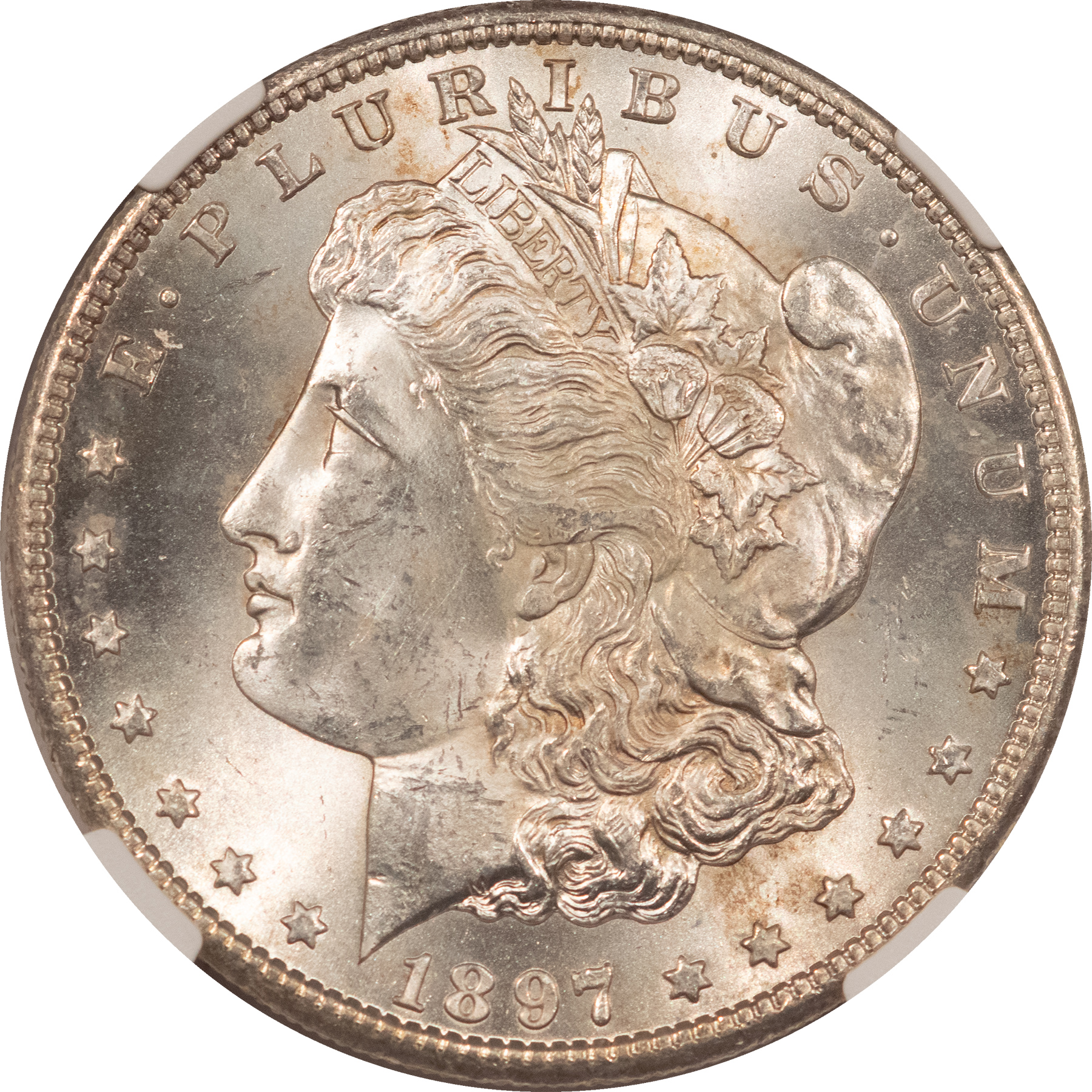 Morgan Dollars 1897-S MORGAN DOLLAR NGC MS-63, FROSTY & CHOICE! Morgan Dollars 1897-S MORGAN DOLLAR NGC MS-63, FROSTY & CHOICE!