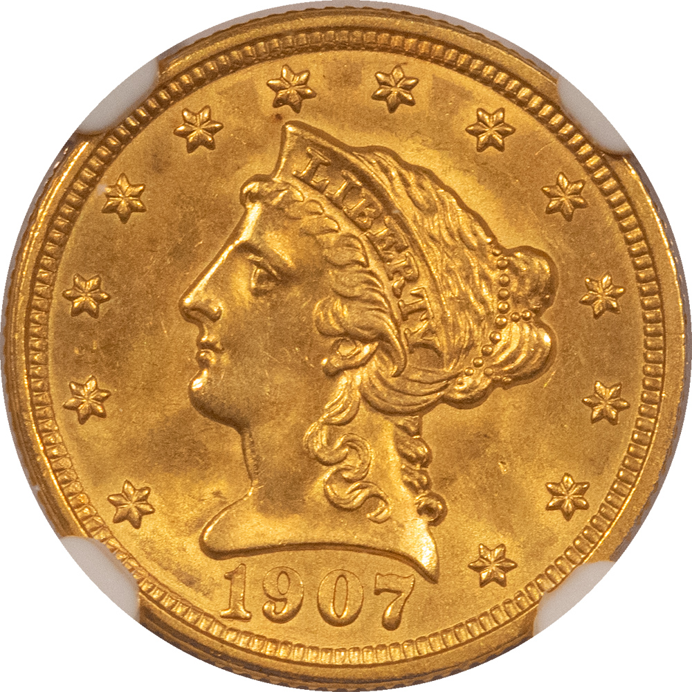 Morgan Dollars 1907 $2.50 LIBERTY GOLD NGC MS-64 LUSTROUS, FINAL YEAR! Morgan Dollars 1907 $2.50 LIBERTY GOLD NGC MS-64 LUSTROUS, FINAL YEAR!
