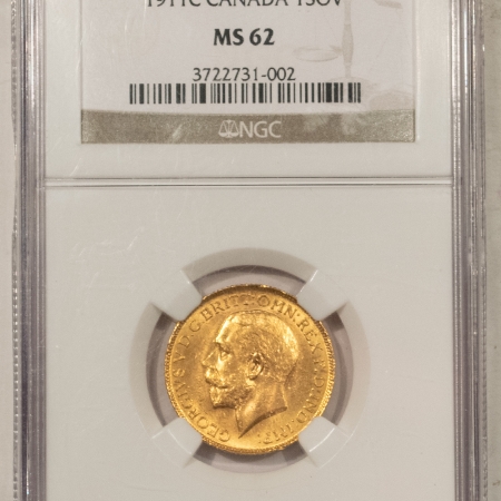 Bullion 1911-C CANADA GOLD SOVEREIGN – NGC MS-62, LUSTROUS & VIRTUALLY CHOICE!