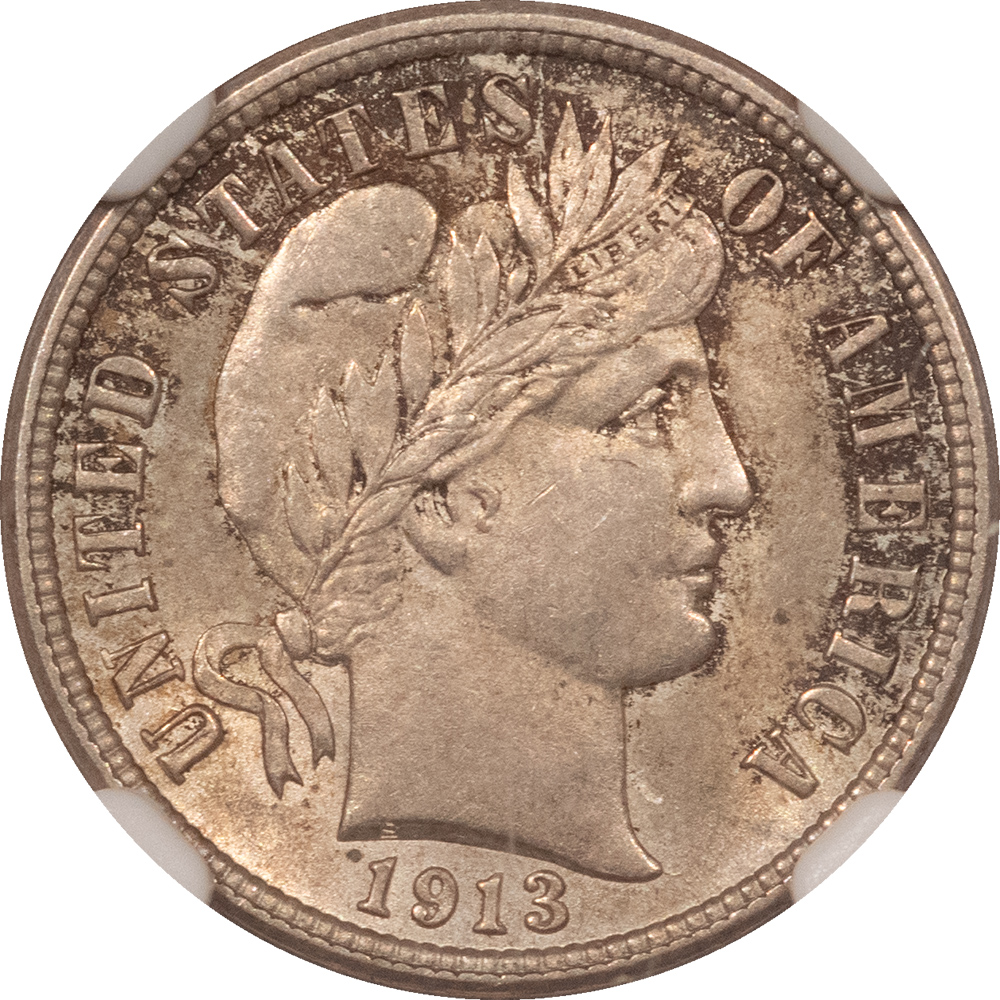Barber Dimes 1913 BARBER DIME – NGC MS-62, PLEASING! Barber Dimes 1913 BARBER DIME – NGC MS-62, PLEASING!